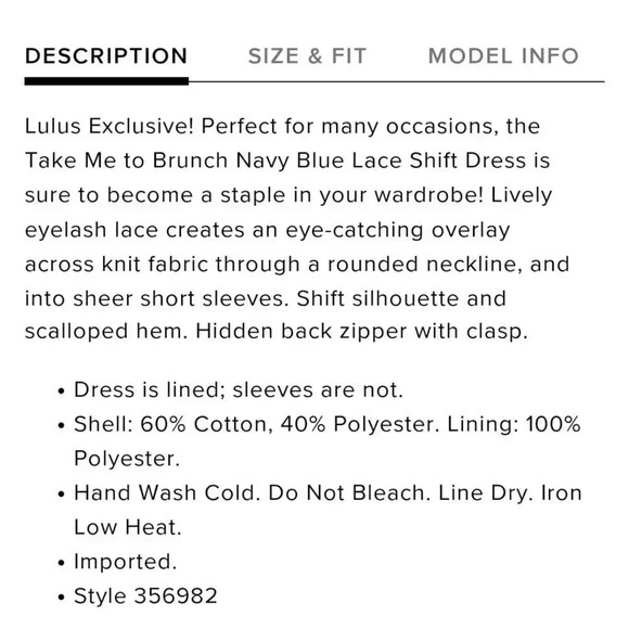 NWT! Lulus Take Me to Brunch Navy Blue Lace Overlay Shift Dress Size L - Picture 4 of 10